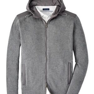 Peter Millar Men's Holdridge Hybrid Full Zip Wool Cardigan Hoodie 2XL Sweater